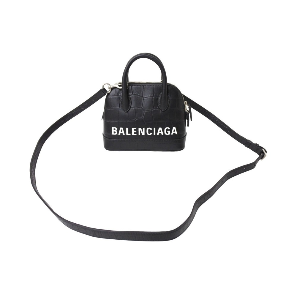BALENCIAGA Ville top handle XXS handbag crocodile embossed calfskin leather